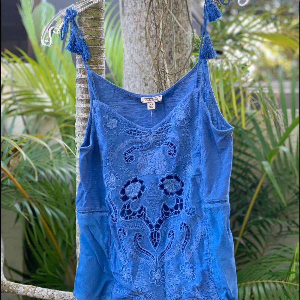 🔥FLASH SALE ! Lucky Brand 🌴 Embroidered Wash Tank Top - Picture 4 of 6
